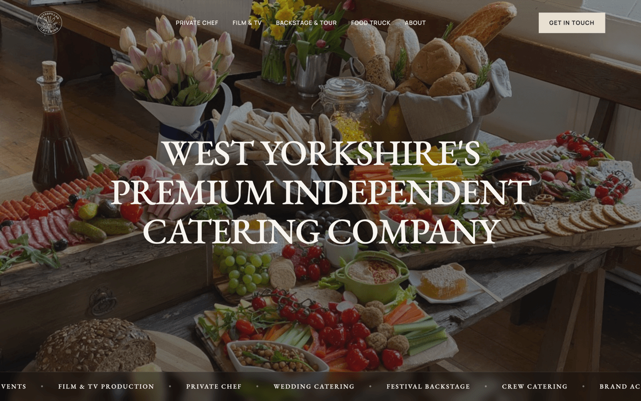 Caterpillar Catering website built by Glide