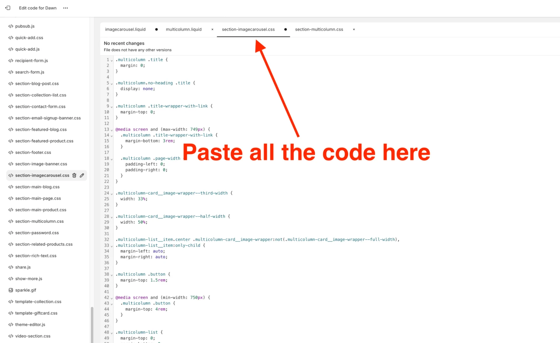Shopify Image Carousel Tutorial Screenshot Step 11