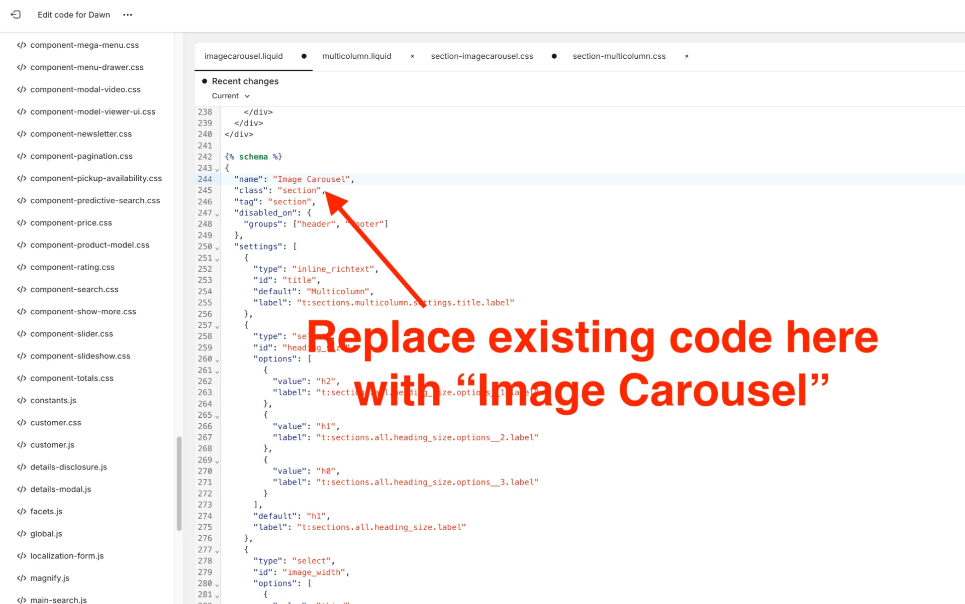 Shopify Image Carousel Tutorial Screenshot Step 18