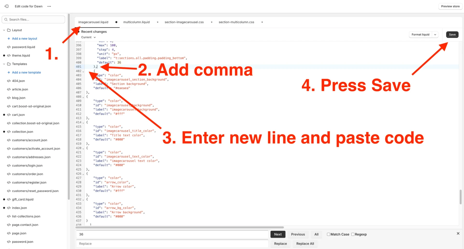 Shopify carousel tutorial step 24