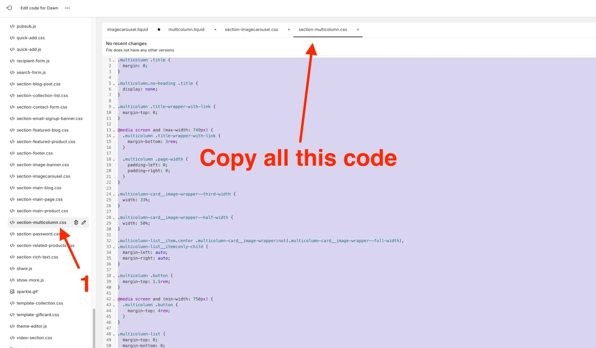 Shopify Image Carousel Tutorial Screenshot Step 10