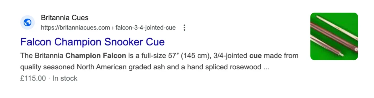 falcon champion snooker cue google search listing example