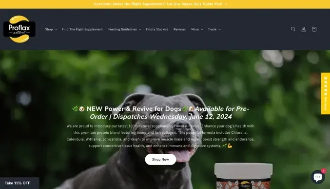 Proflax Natural pet supplements website
